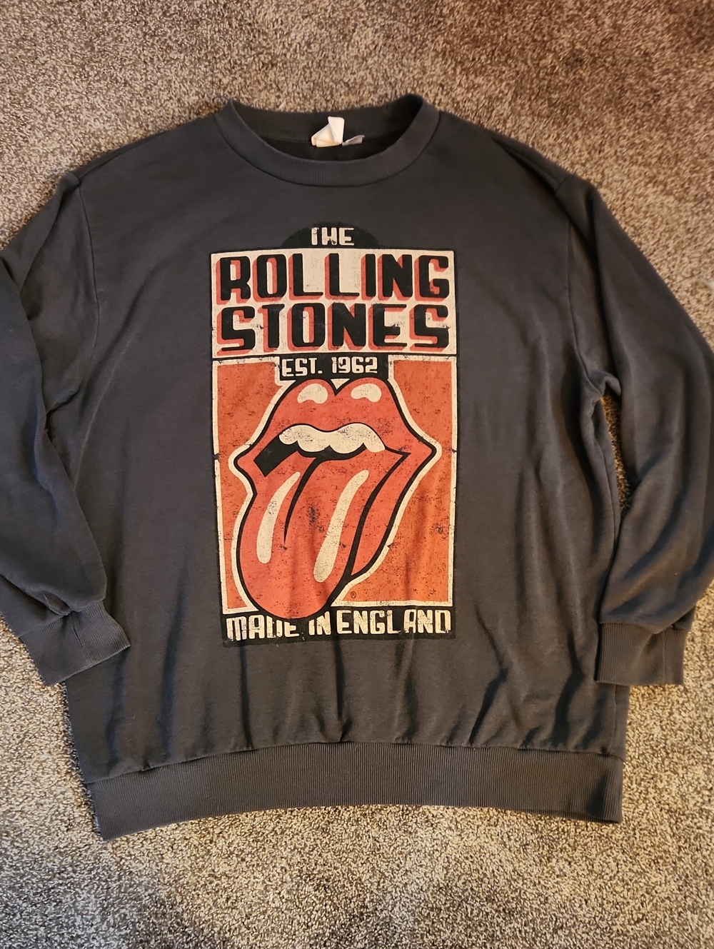 H&M Rolling Stones - Lightweight Crewneck Sweatshirt - Size Small (Oversized)